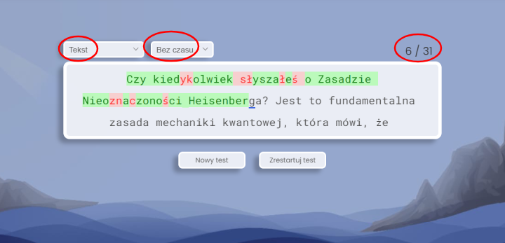 Paragraf do testu pisania na klawiaturze.