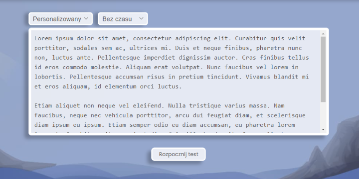 Personalizowany test pisania na klawiaturze.