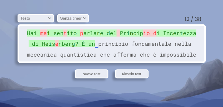 Prova di battitura senza annunci.