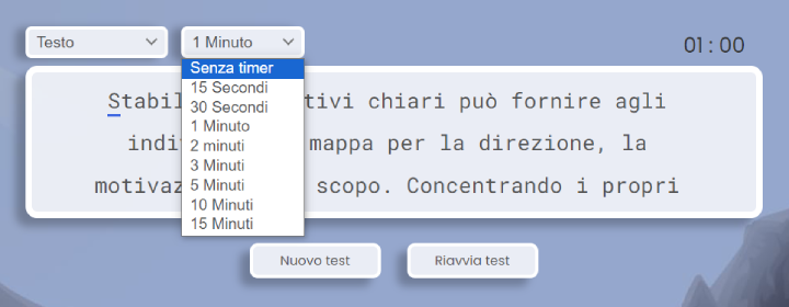 Prova di battitura senza timer.