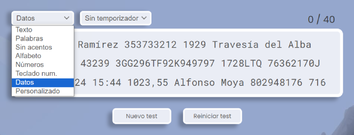 Prueba de entrada de datos.