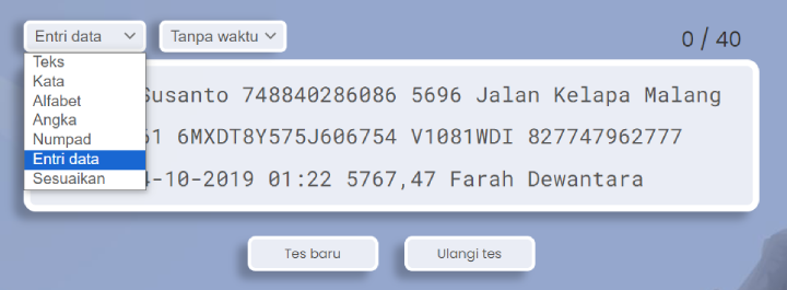 Tes entri data.