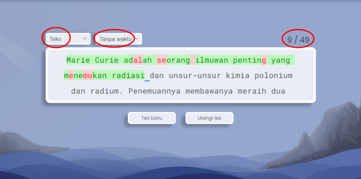 Tes mengetik paragraf.