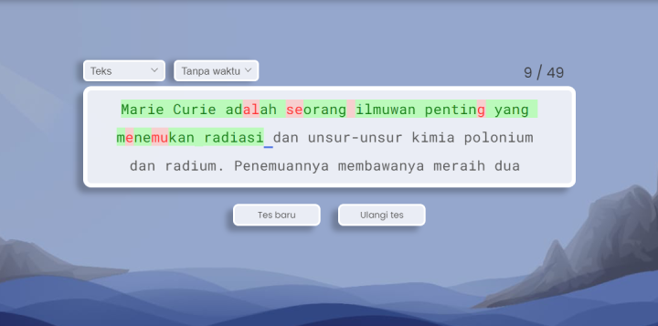 Tes mengetik tanpa iklan.