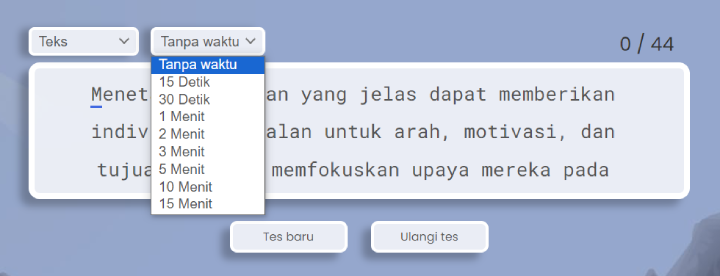 Tes mengetik tanpa waktu.