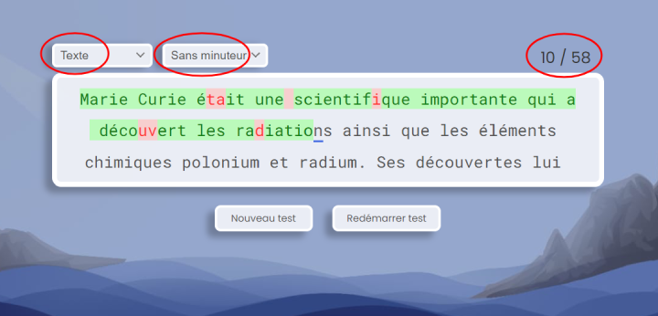 Test de frappe avec un paragraphe.