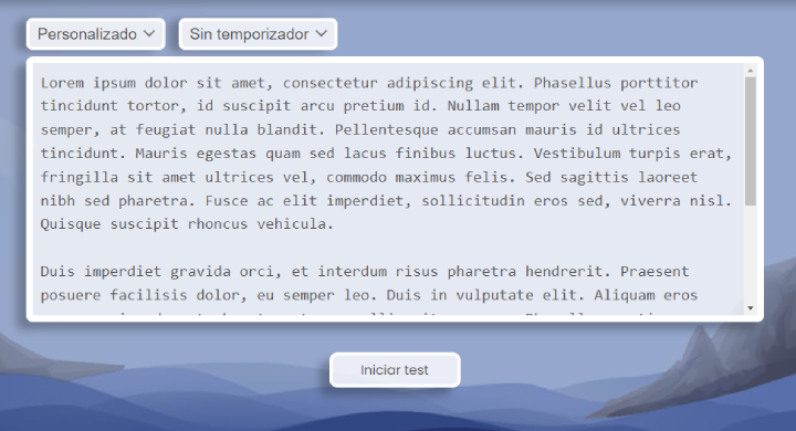 Test de mecanografía personalizado.