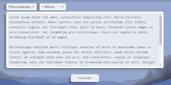 Test di battitura personalizzato.