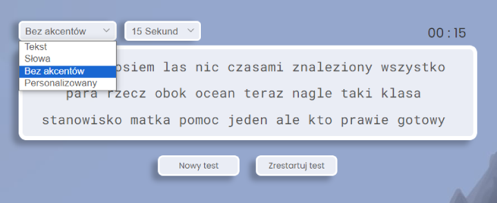 Test pisania na klawiaturze bez akcentów.