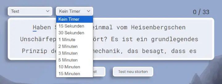 Tipp-Test ohne Timer.