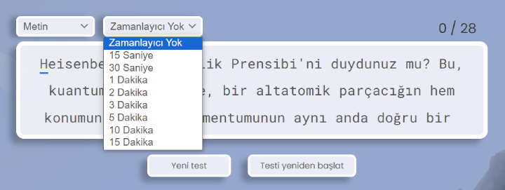 zamansız yazma testi